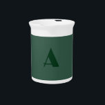 Custom Monogram Initial Letter Plain Green Retro Beverage Pitcher<br><div class="desc">In addition to a quality material and a quality print,  this design offers you a simple,  modern,  minimalist approach. An unmissable template.</div>