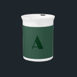 Custom Monogram Initial Letter Plain Green Retro Beverage Pitcher<br><div class="desc">In addition to a quality material and a quality print,  this design offers you a simple,  modern,  minimalist approach. An unmissable template.</div>