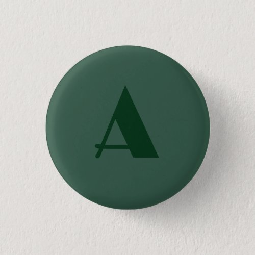 Custom Monogram Initial Letter Plain Green Retro Button
