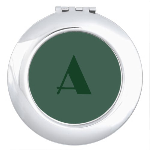 Custom Monogram Initial Letter Plain Green Retro Compact Mirror
