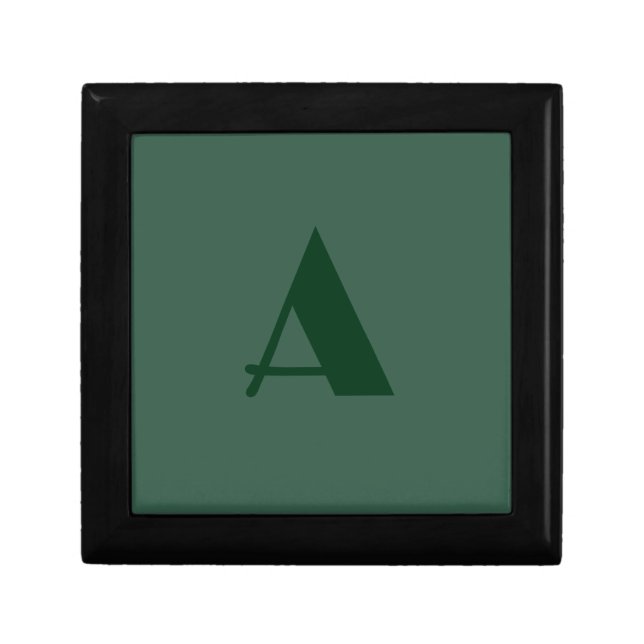 Custom Monogram Initial Letter Plain Green Retro Gift Box (Front)