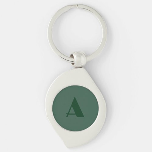 Custom Monogram Initial Letter Plain Green Retro Keychain