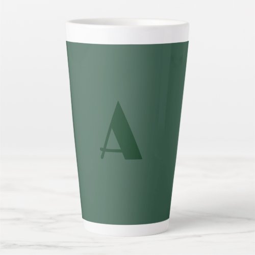 Custom Monogram Initial Letter Plain Green Retro Latte Mug
