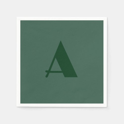 Custom Monogram Initial Letter Plain Green Retro Napkins