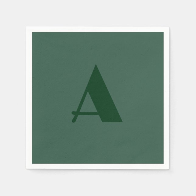 Custom Monogram Initial Letter Plain Green Retro Napkins (Front)