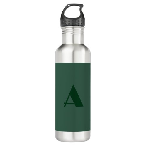Custom Monogram Initial Letter Plain Green Retro Stainless Steel Water Bottle