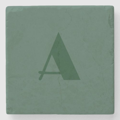 Custom Monogram Initial Letter Plain Green Retro Stone Coaster
