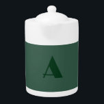 Custom Monogram Initial Letter Plain Green Retro Teapot<br><div class="desc">In addition to a quality material and a quality print,  this design offers you a simple,  modern,  minimalist approach. An unmissable template.</div>