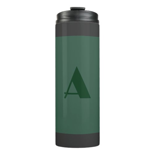 Custom Monogram Initial Letter Plain Green Retro Thermal Tumbler