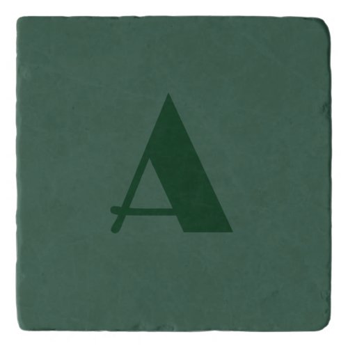 Custom Monogram Initial Letter Plain Green Retro Trivet