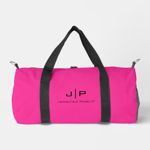 Custom Monogram Initial Letter Template Pink Duffle Bag