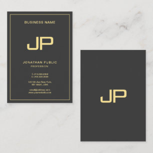 Custom Monogram Initial Luxury Black & Gold Mighty Business Card