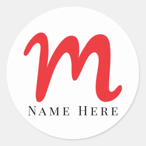 Custom Monogram Initial M Floral Letter Classic Round Sticker