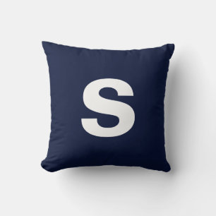 Custom Monogram Initial Midnight Navy Blue Throw Pillow