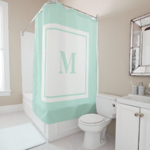 Custom Monogram Initial Mint Green Shower Curtain