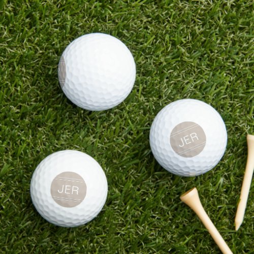Custom Monogram Initial Modern Golfer Classic Tan Golf Balls