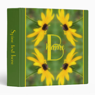 Custom Monogram Initial Name Black Eyed Susan Art 3 Ring Binder