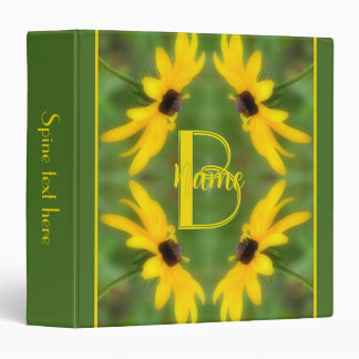 Custom Monogram Initial Name Black Eyed Susan Art 3 Ring Binder