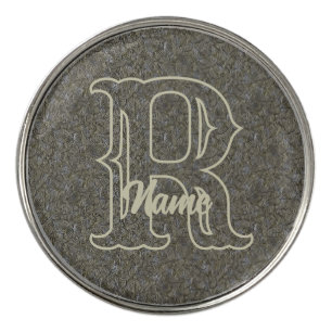 Custom Monogram Initial Name Brown Floral Golf Ball Marker