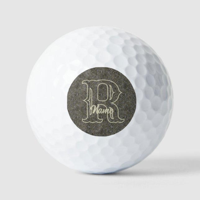 Custom Monogram Initial Name Brown Floral Golf Balls (Front)