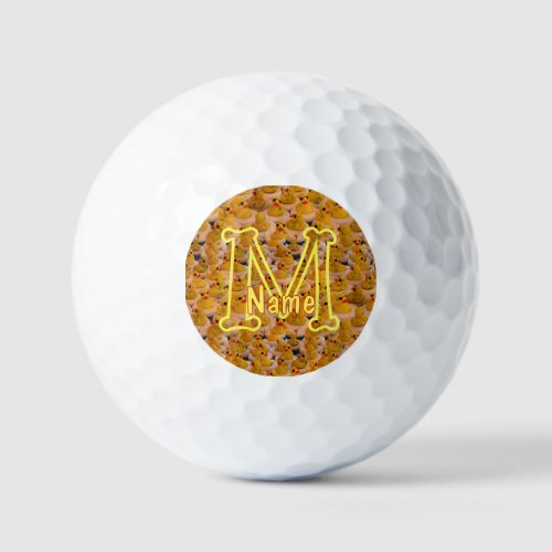 Custom Monogram Initial Name Cute Rubber Ducks Golf Balls