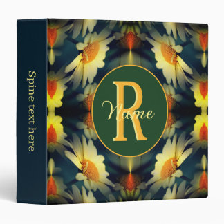 Custom Monogram Initial Name Daisy Floral Art 3 Ring Binder