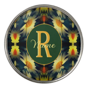 Custom Monogram Initial Name Daisy Floral Art Golf Ball Marker