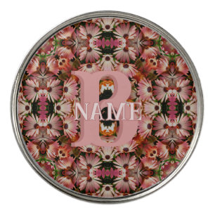 Custom Monogram Initial Name Daisy Floral Art Golf Ball Marker