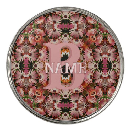 Custom Monogram Initial Name Daisy Floral Art Golf Ball Marker