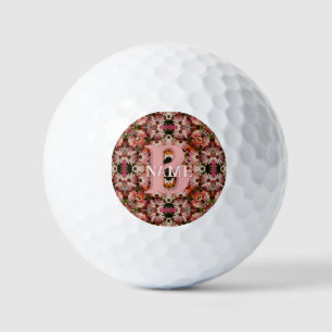 Custom Monogram Initial Name Daisy Floral Art Golf Balls