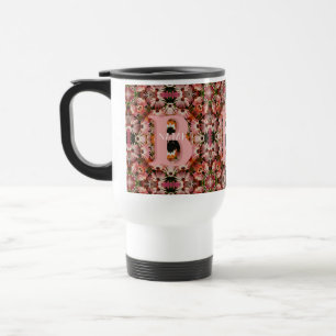 Custom Monogram Initial Name Daisy Floral Art Travel Mug