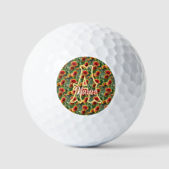 Custom Monogram Initial Name Daisy Flowers Golf Balls (Front)