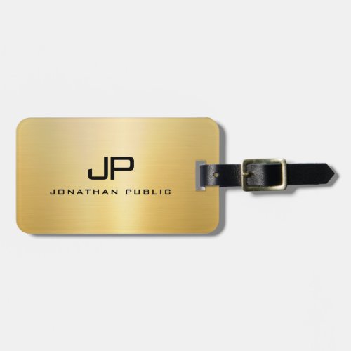 Custom Monogram Initial Name Faux Gold Template Luggage Tag