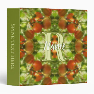 Custom Monogram Initial Name Garden Tomatoes 3 Ring Binder