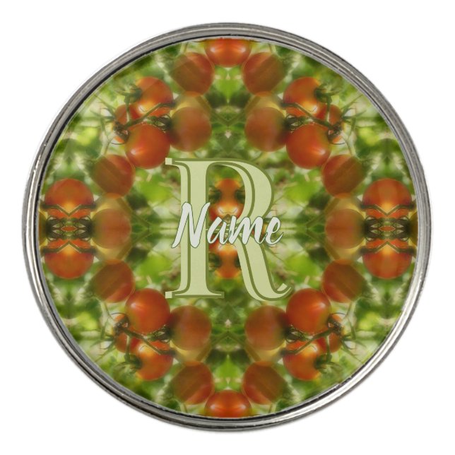 Custom Monogram Initial Name Garden Tomatoes Golf Ball Marker (Front)