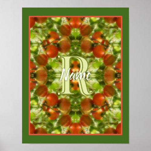 Custom Monogram Initial Name Garden Tomatoes Poster