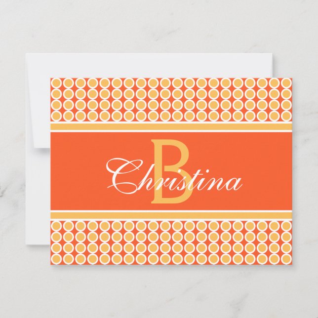 Custom Monogram Initial Name Geometric Pattern Note Card (Front)
