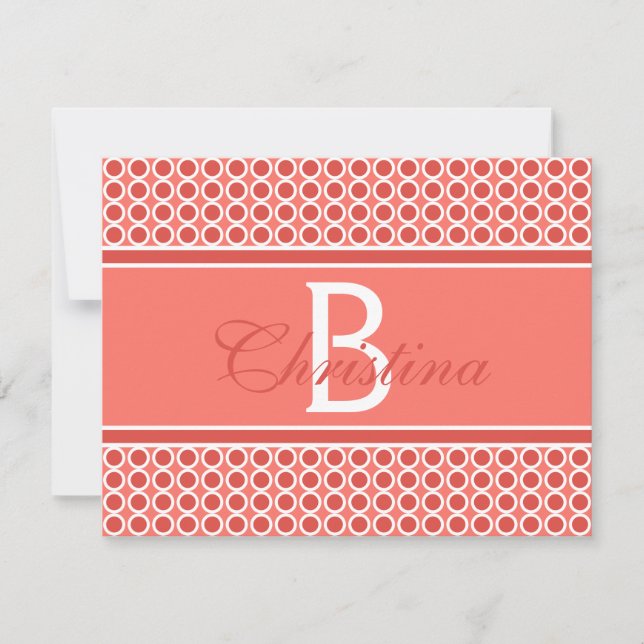 Custom Monogram Initial Name Geometric Pattern Note Card (Front)