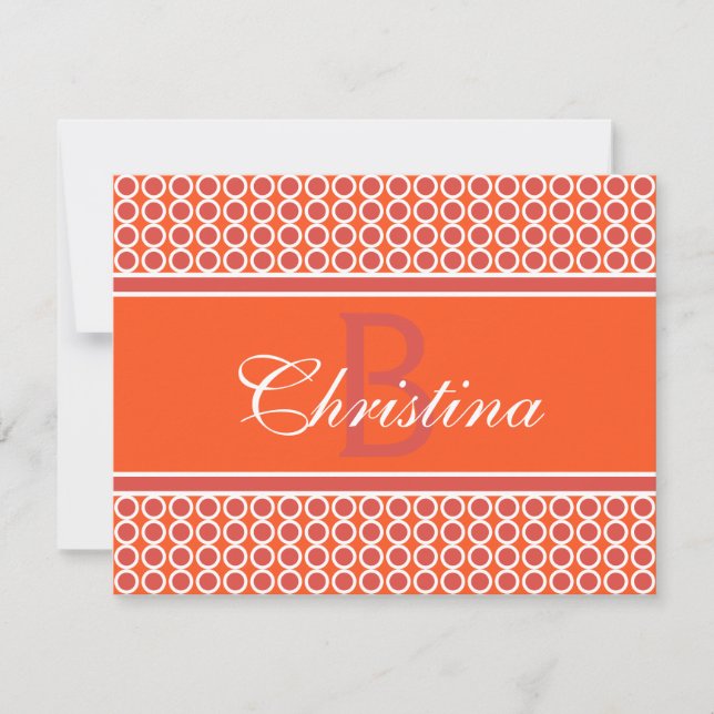 Custom Monogram Initial Name Geometric Pattern Note Card (Front)