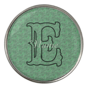 Custom Monogram Initial Name Green Floral Golf Ball Marker