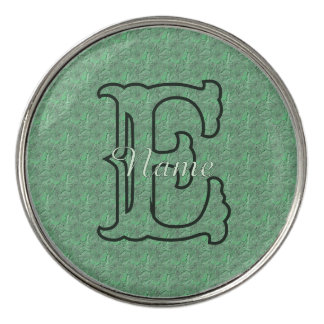 Custom Monogram Initial Name Green Floral Golf Ball Marker