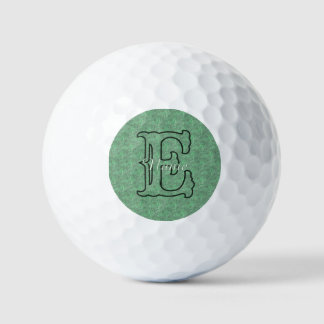 Custom Monogram Initial Name Green Floral Golf Balls