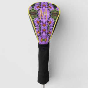 Custom Monogram Initial Name Honeybee Aster Art Golf Head Cover