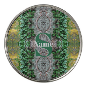 Custom Monogram Initial Name Leafy Vines Golf Ball Marker