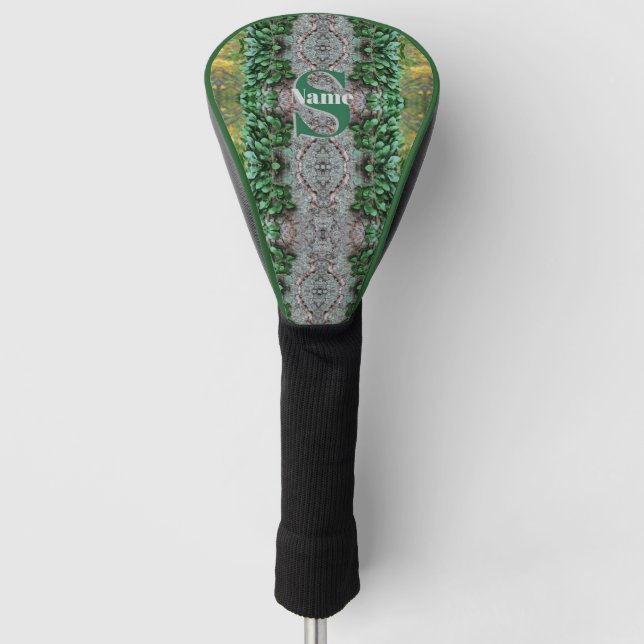 Custom Monogram Initial Name Leafy Vines Golf Head Cover (Front)