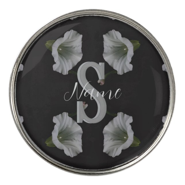 Custom Monogram Initial Name Morning Glory  Golf Ball Marker (Front)
