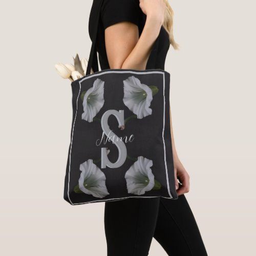 Custom Monogram Initial Name Morning Glory Tote Bag