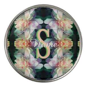 Custom Monogram Initial Name Peony Art Golf Ball Marker
