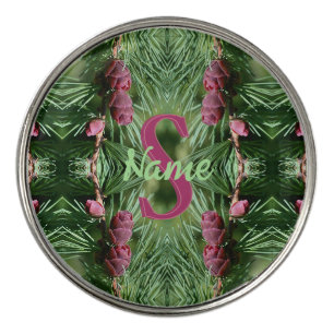 Custom Monogram Initial Name Pinecones Nature Art Golf Ball Marker