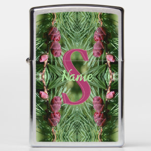 Custom Monogram Initial Name Pinecones Nature Art Zippo Lighter